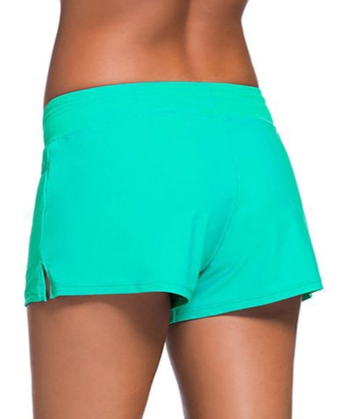 Solid Cyan Charmleaks Woman Board Swimwear Shorts
